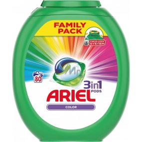 Ariel 3v1 Color gélové kapsule na farebnú bielizeň chráni a oživujú farby 80 x 27 g