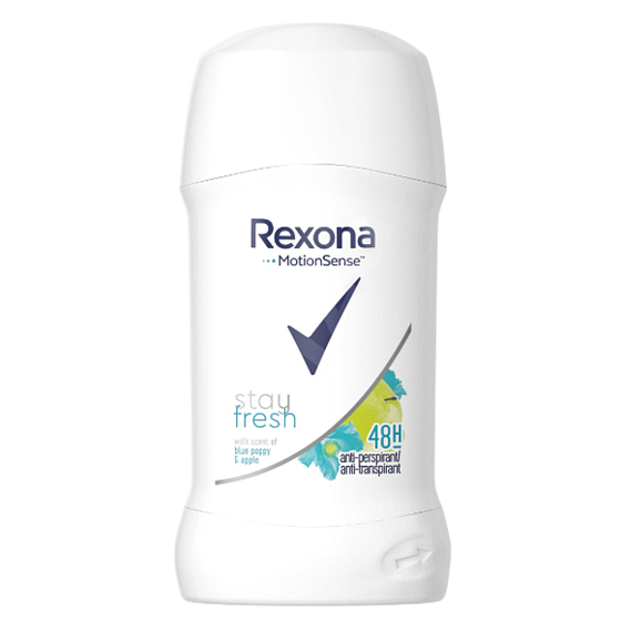 Rexona Stay Fresh Blue Poppy & Apple - Modrý mak a jablko tuhý antiperspirant dezodorant stick s 48-hodinovým účinkom pre ženy 40 ml