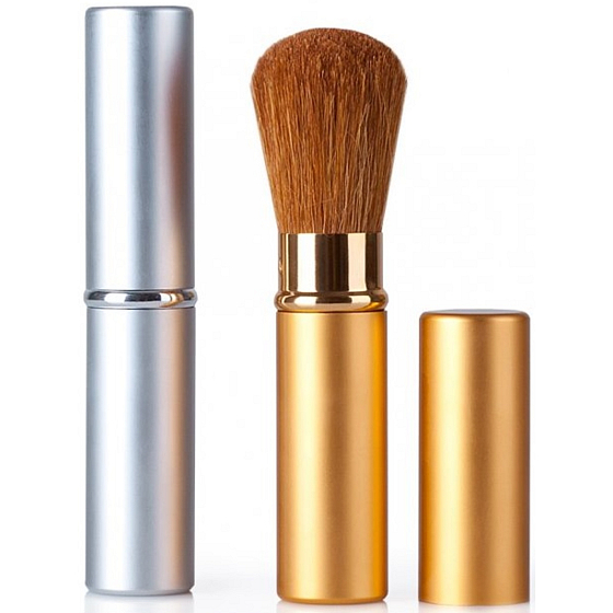 Diva & Nice Kozmetický štetec s uzáverom zo syntetických štetín zlatý mini 9 cm