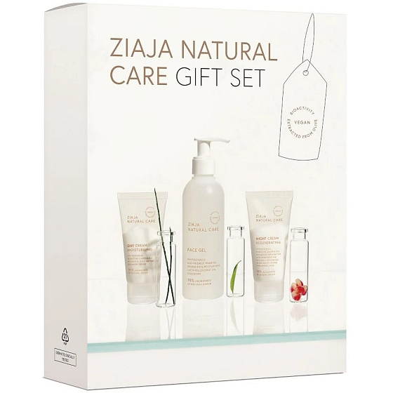 Ziaja Natural Care hydratačný denný krém 50 ml + regeneračný nočný krém 50 ml + umývanie tváre 200 ml, kozmetická súprava