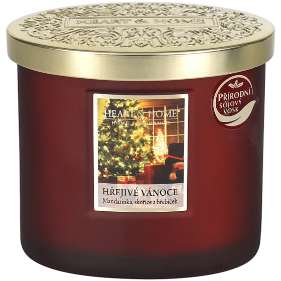 Heart & Home Teplá vianočná sójová sviečka elipsa horí až 40 hodín 220 g