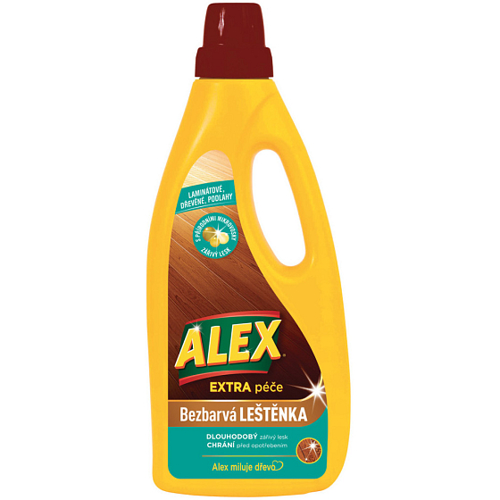 Alex Extra starostlivosť Bezfarebná leštenka na drevo a laminát 750 ml