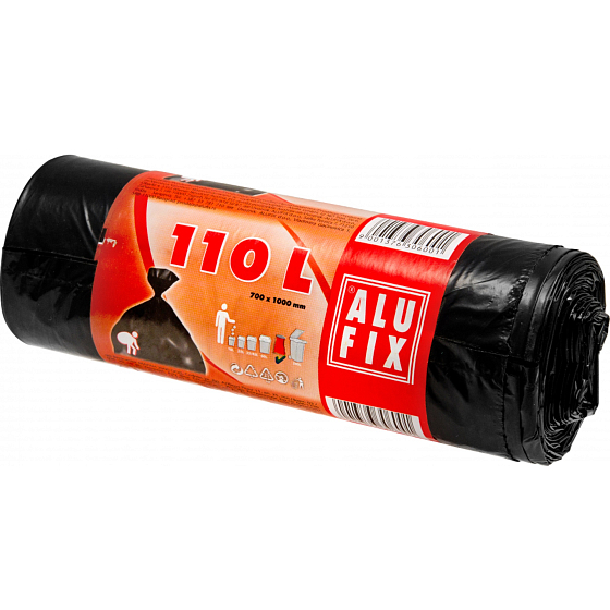 Alufix Vrecia na odpad čierne, 25 μ, 110 litrov, 70 x 100 cm, 10 kusov