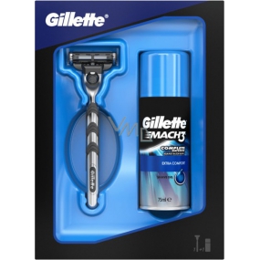 Gillette Mach3 holiaci strojček + Extra comfort gél na holenie 75 ml, kozmetická sada, pre mužov