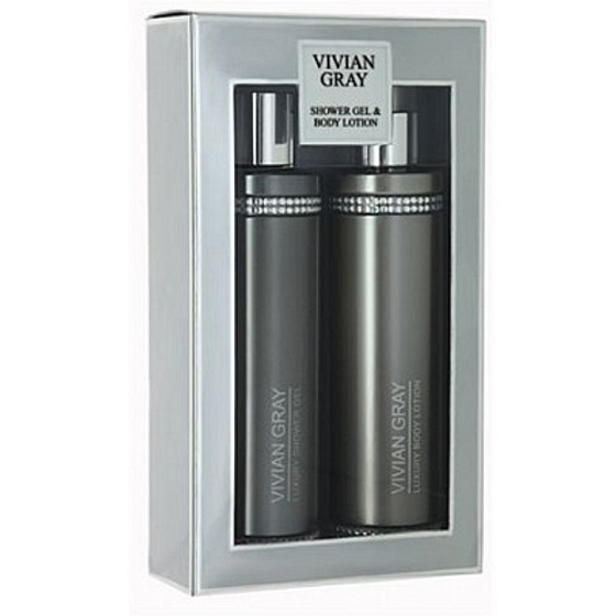 Vivian Gray Crystal Gray luxusné sprchový gél 250 ml + telové mlieko 250 ml, kozmetická sada