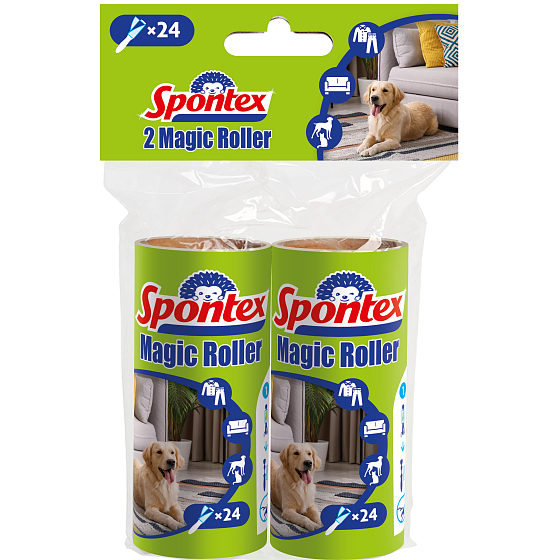 Spontex Kotúč na textil náhradný 10 m x 2 kusy čistiaci valček lepiaci odstráni prach, nite, chlpy a vlasy
