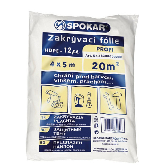 Spokar Profi Zakrývacia fólia HDPE, 12 μ, 20 m?, 4 × 5 m