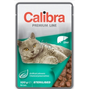 Calibra Premium Pečeň v omáčke kompletné krmivo pre dospelé sterilizované mačky vrecko 100 g