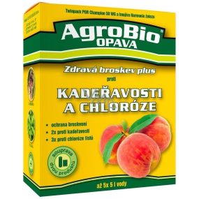 AgroBio Zdravá broskyňa Plus Champion 50 WG 2 x 20 g + Harmónia Železo 30 ml na ošetrenie broskýň proti kučeravosti a chloróze listov, súprava dvoch produktov