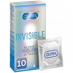 Durex Invisible XL Extra Large extra tenký kondóm, extra veľký, pre maximálnu citlivosť, nominálna šírka: 57 mm 10 kusov