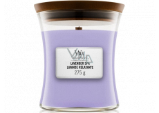 WoodWick Lavender Spa - Levanduľový kúpeľ vonná sviečka s dreveným knôtom a viečkom sklo stredné 275 g