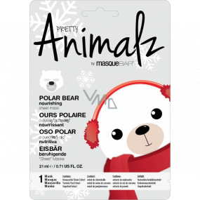 MasqueBar Pretty Animalz Textilná upokojujúca pleťová maska Polar Bear 21 ml