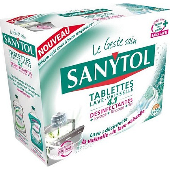 SANYTOL 4v1 tablety do umývačky riadu 26 kusov