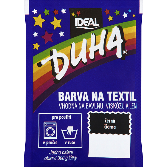 Ideal Dúha čierna, farba na textil na bavlnu, viskózu a ľan, na 300 g látky, 15 g