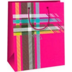 Ditipo Darčeková papierová taška 18 x 10 x 22,7 cm ružová - farebné káro
