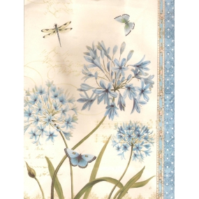 Nekupto Darčeková Kraftová taška 24 x 18 x 8 cm biela modré kvety