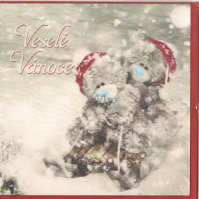 Me to You Blahoželania do obálky 3D Veselé Vianoce, Vianočný medvede na saniach 15,5 x 15,5 cm