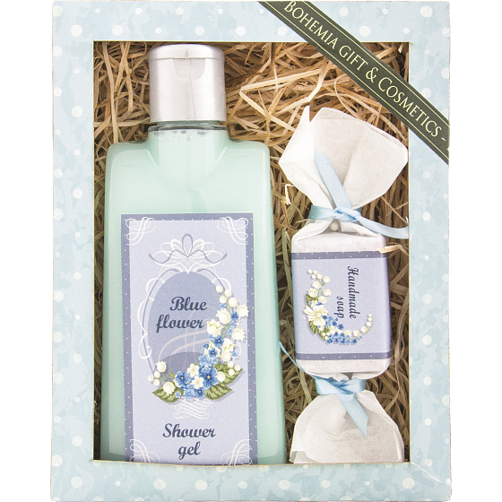 Bohemia Gifts Blue Flower sprchový gél 200 ml + ručne vyrábané mydlo 30 g, kozmetická sada