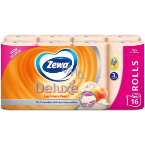 Zewa Deluxe Aqua Tube Cashmere Peach parfumovaný 3 vrstvový 150 útržkov 16 kusov, rolička, ktorú môžete spláchnuť