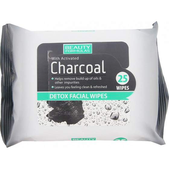 Beauty Formulas Charcoal Aktívne uhlie odličovacie obrúsky 25 kusov