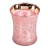 Woodwick Mercury Pink Rose - Nežné ružové ruže vonná sviečka s dreveným knôtom a viečkom sklo stredná 275 g