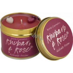 Bomb Cosmetics Rebarbora a ruže - Rhubarb & Rose Vonná prírodné, ručne vyrobená sviečka v plechovej dóze horí až 35 hodín