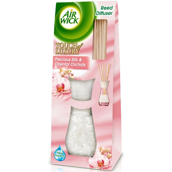 Air Wick Reed Diffuser Precious Silk & Oriental Orchids - Vzácne hodváb a orchidey z orientu vonné tyčinky osviežovač vzduchu 30 ml