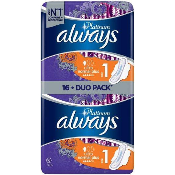Always Platinum Collection Ultra Normal Plus hygienické vložky s krídelkami 2 x 8 kusov