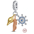 Charm Striebro 925 Ochranný amulet, kotva, pierko, mušľa 3v1, prívesok na náramok more