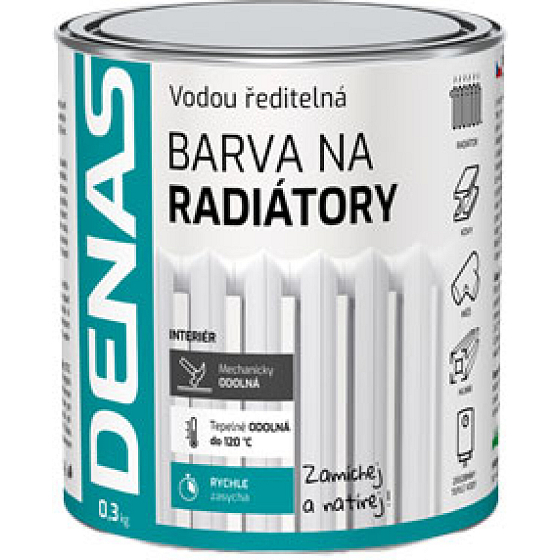 DENAS FARBA NA RADIÁTORY rýchloschnúca, 0100 biela, 300 g