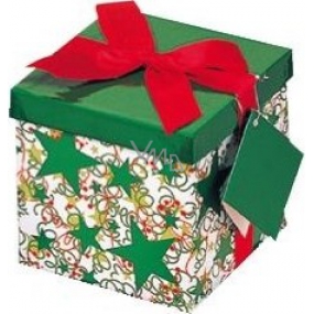 Anjel Darčeková krabička skladacia s mašľou vianočné biela s červenou mašľou 10 x 10 x 10 cm 1 kus