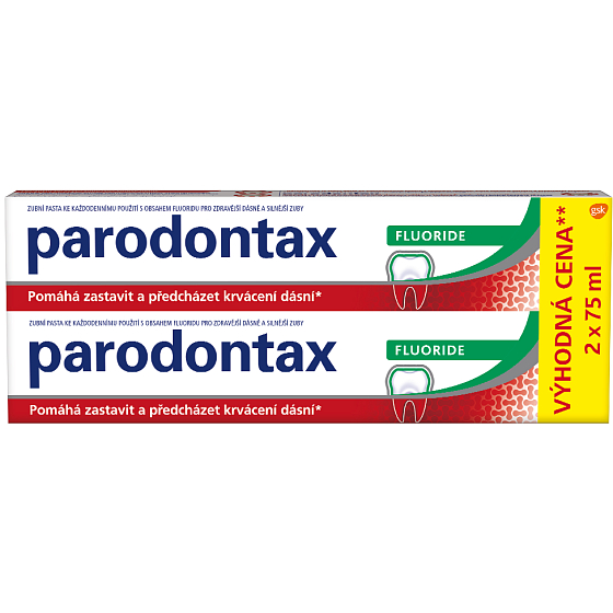 Parodontax Fluoride zubná pasta proti krvácaniu ďasien 2 x 75 ml, duopack