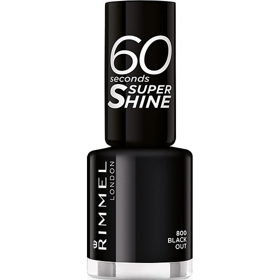 Rimmel London 60 sekund Super Shine Nail Polish lak na nechty 800 Black Out 8 ml