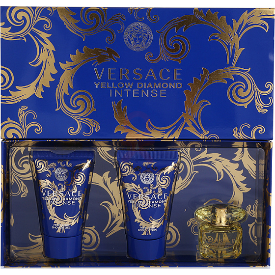 Versace Yellow Diamond Intense toaletná voda pre ženy 5 ml + telové mlieko 25 ml + sprchový gél 25 ml, darčeková sada