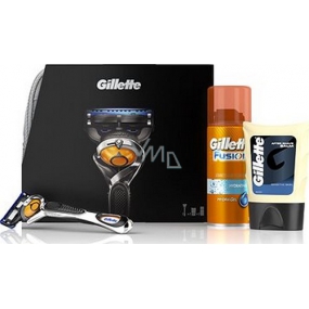Gillette Fusion ProGlide holiaci strojček + gél na holenie 75 ml + balzam po holení 50 ml + cestovná taška, kozmetická sada pre mužov