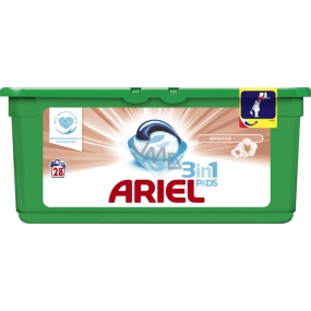 Ariel 3v1 Sensitive gélové kapsule na pranie bielizne 28 kusov 744,8 g