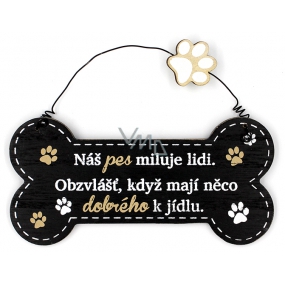 Nekupto Pets drevený nápis Náš pes miluje ľudí ... 12 x 8,5 cm