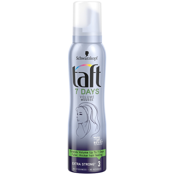 Taft 7 Days Volume Mousse extra silná fixácia 3 penové tužidlo 150 ml