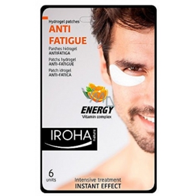 Iroha Anti-Fatigue Energy Hydrogélové vankúšiky pod unavené oči pre mužov s vitamínovým komplexom 6 kusov