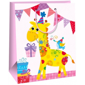 Ditipo Darčeková papierová taška 18 x 10 x 22,7 cm ružová, žirafa