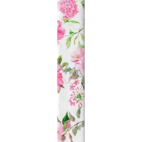 Nekupto Darčekový baliaci papier 70 x 150 cm biely ružové kvety 930 30