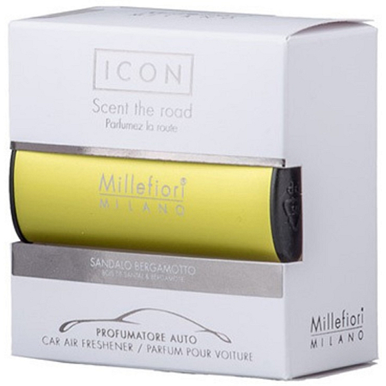 Millefiori Milano Icon Sandalo Bergamotto - Santalové drevo a Bergamot vône do auta Classic žltá vonia až 2 mesiace 47 g