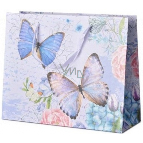 Emóciám Darčeková papierová taška 32 x 26 x 12 cm Motýlci, kvety