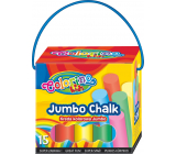 Colorino Jumbo Chalk chodníkové kriedy krabice s uchom 8 farieb 15 kusov