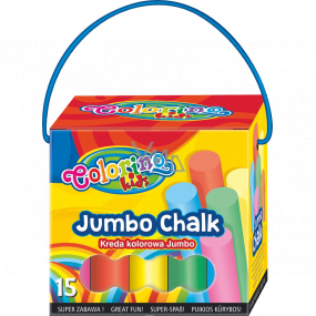 Colorino Jumbo Chalk chodníkové kriedy krabica s uchom 8 farieb 15 kusov
