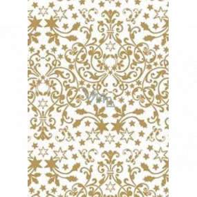 Ditipo Darčekový baliaci papier 70 x 500 cm Biely zlaté hviezdy a ornamenty