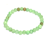 Nefritový zelený náramok elastický prírodný kameň, guľôčka 6 mm / 16 - 17 cm