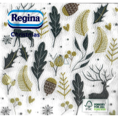 Regina Papierové obrúsky 1 vrstva 33 x 33 cm 20 kusov Vianočné zlaté a čierne listy