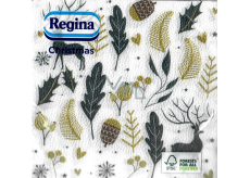 Regina Papierové obrúsky 1 vrstva 33 x 33 cm 20 kusov Vianočné zlaté a čierne listy