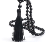 108 Mala Obsidiánový náhrdelník, meditačné šperky, prírodný kameň viazaný, elastický, korálik 8 mm, záchranný kameň